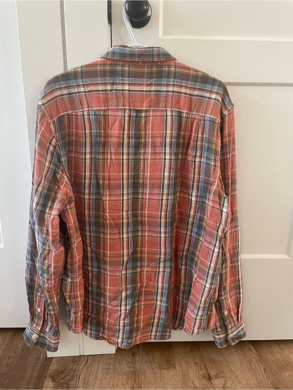 Lucky Brand Men’s Rust and Gray Plaid Button-Down Shirt - Picture 2 of 3